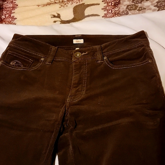 Reba..Brown Decorative Pants Flared Cut size 4 womens - Picture 1 of 8